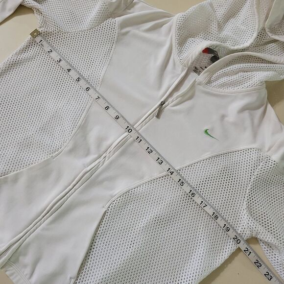 Nike Women's White Dri-FIT Mesh Hoodie - Picture 3 of 13